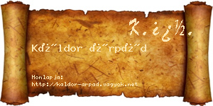 Káldor Árpád névjegykártya